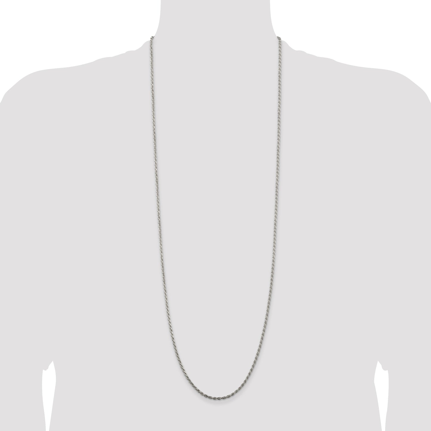 Sterling Silver 2.25mm Diamond-cut Rope Chain