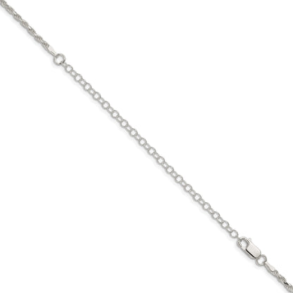 Sterling Silver 2.25mm Diamond-cut Rope Chain w/4in ext.