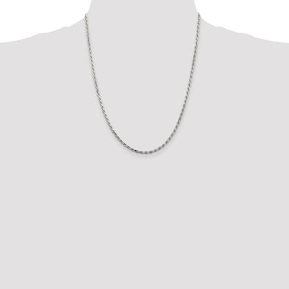Sterling Silver 2.5mm Diamond-cut Rope Chain
