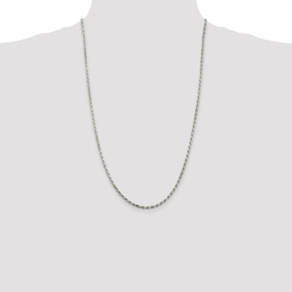 Sterling Silver 2.5mm Diamond-cut Rope Chain