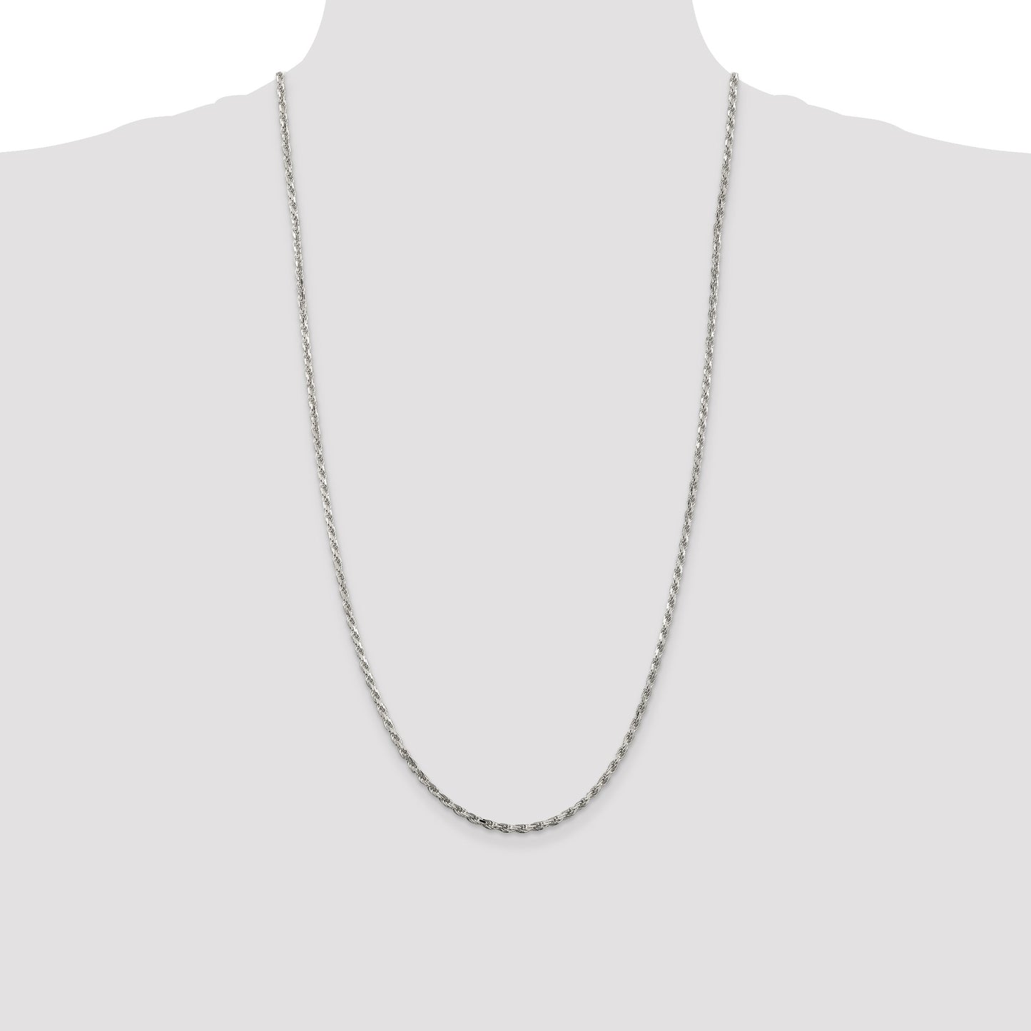 Sterling Silver 2.5mm Diamond-cut Rope Chain