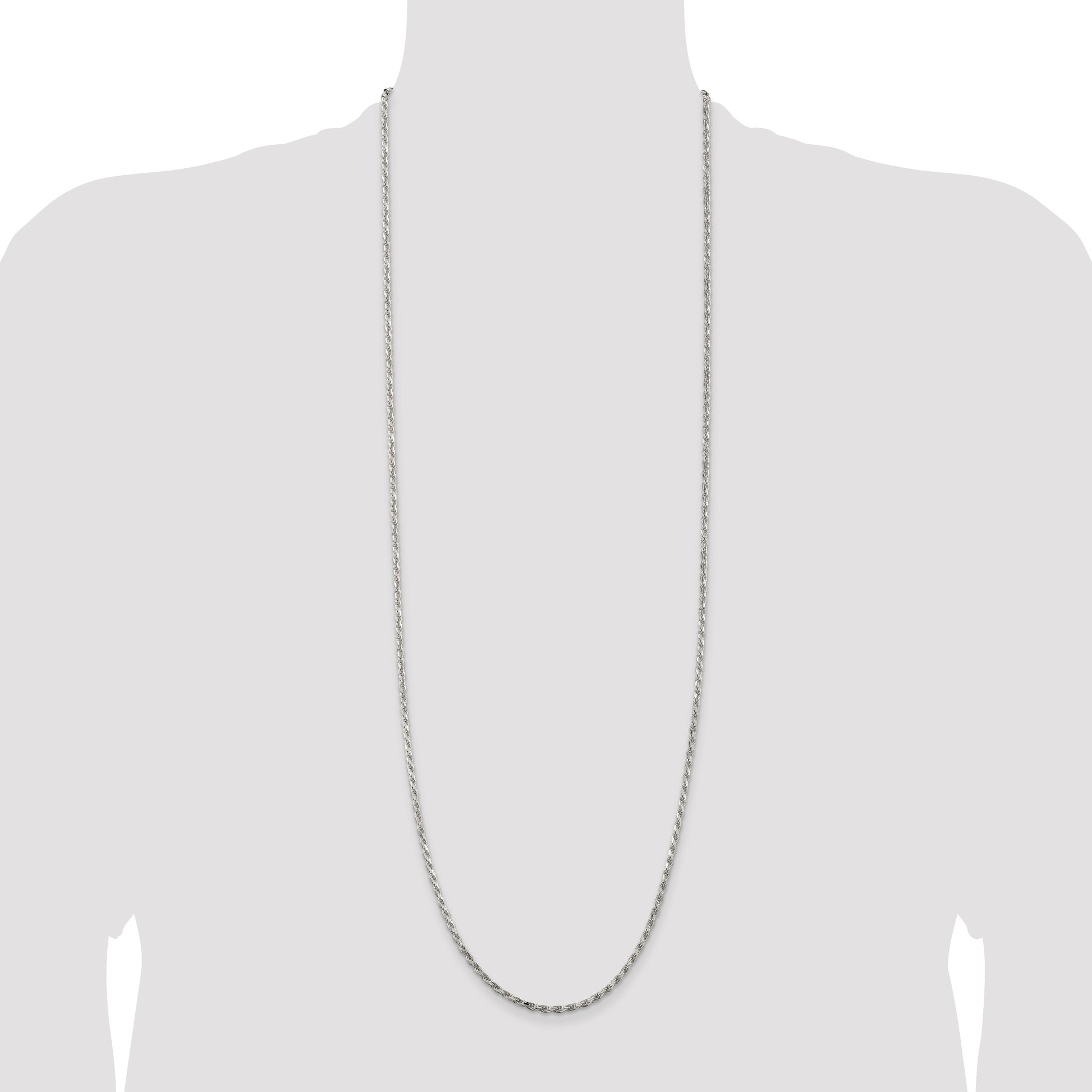 Sterling Silver 2.5mm Diamond-cut Rope Chain
