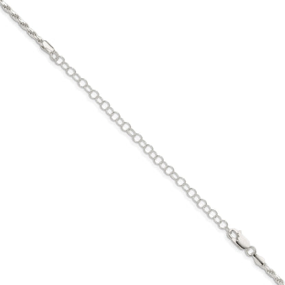 Sterling Silver 2.5mm Diamond-cut Rope Chain w/4in ext.