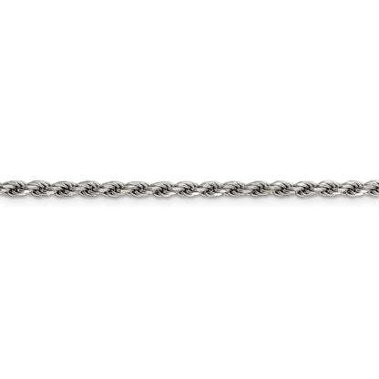 Sterling Silver Rhodium-plated 2.75mm Diamond-cut Rope Chain