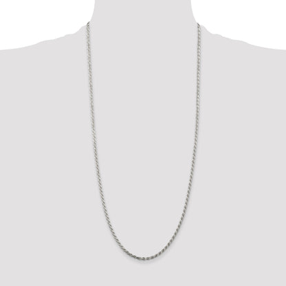 Sterling Silver Rhodium-plated 2.75mm Diamond-cut Rope Chain