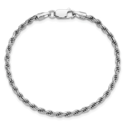 Sterling Silver Rhodium-plated 2.75mm Diamond-cut Rope Chain