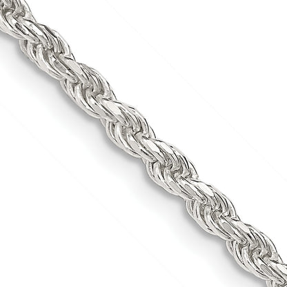 Sterling Silver 2.75mm Diamond-cut Rope Chain w/2in ext.