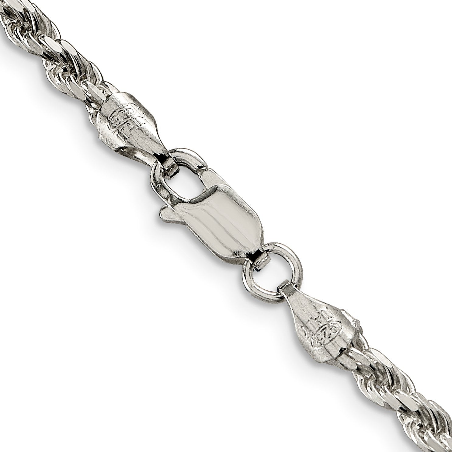 Sterling Silver 3.2mm Diamond-cut Rope Chain