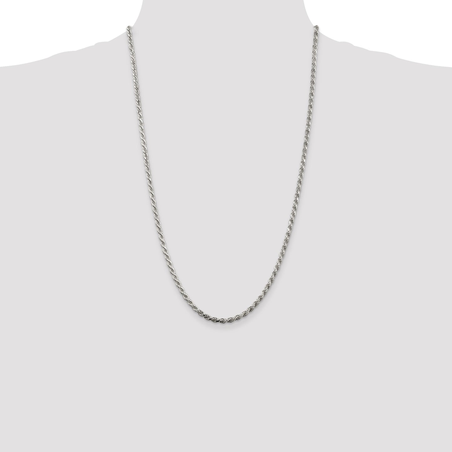 Sterling Silver 3.2mm Diamond-cut Rope Chain