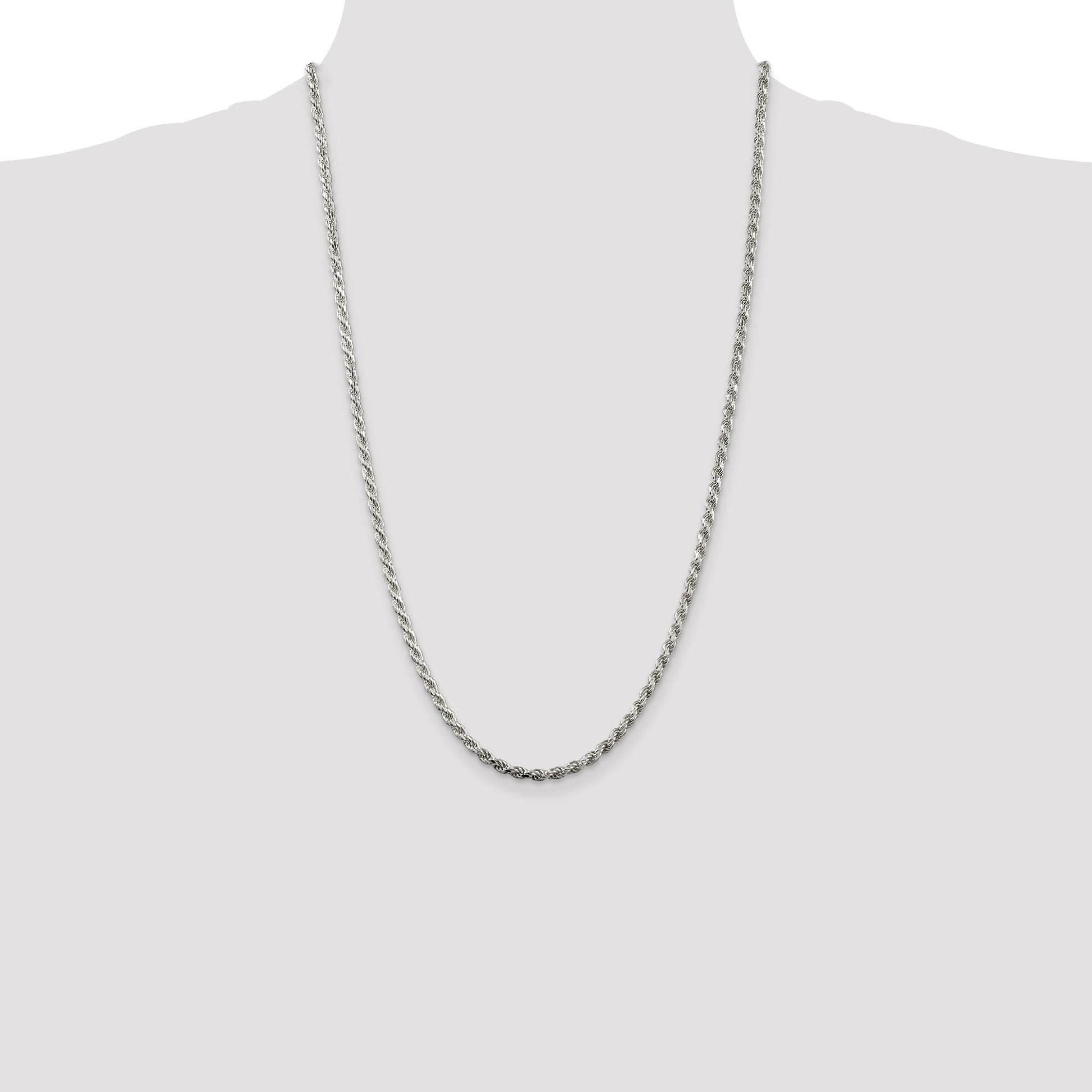 Sterling Silver 3.2mm Diamond-cut Rope Chain