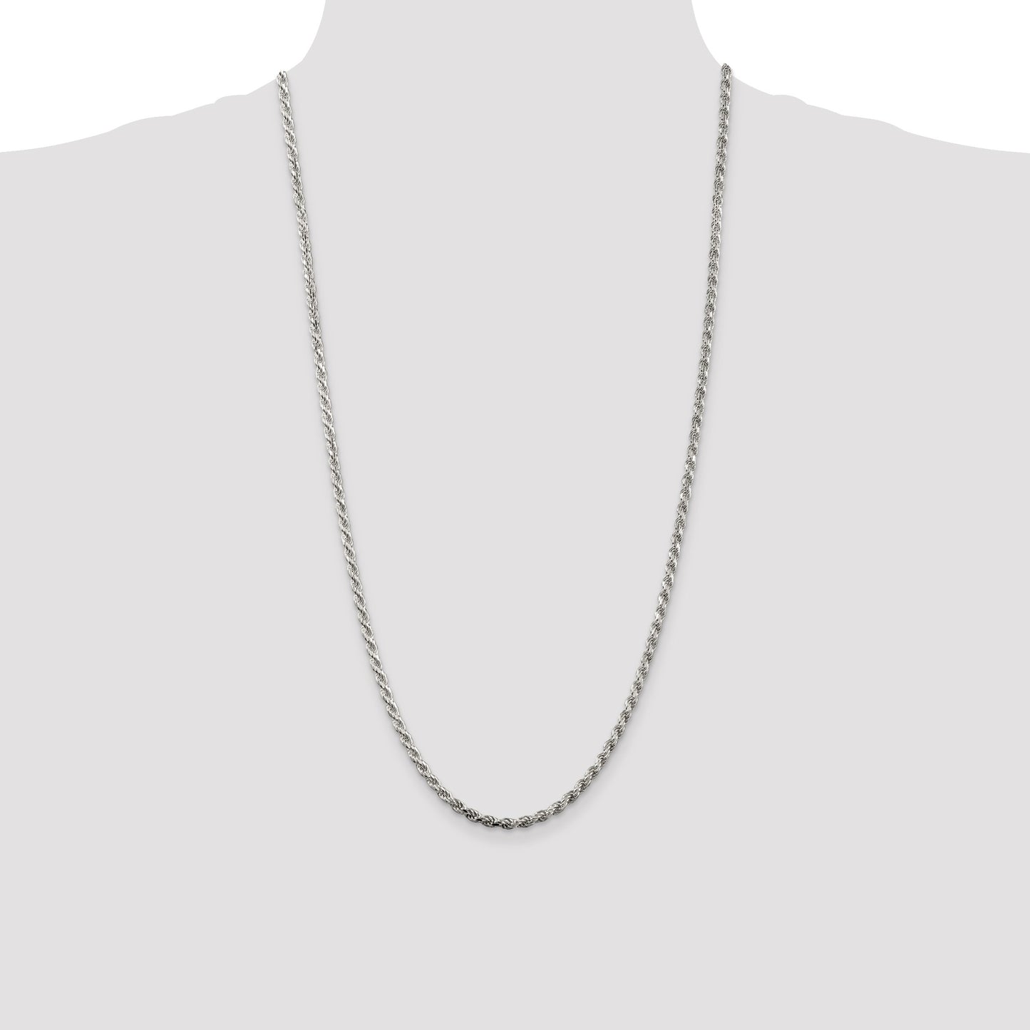 Sterling Silver 3.2mm Diamond-cut Rope Chain