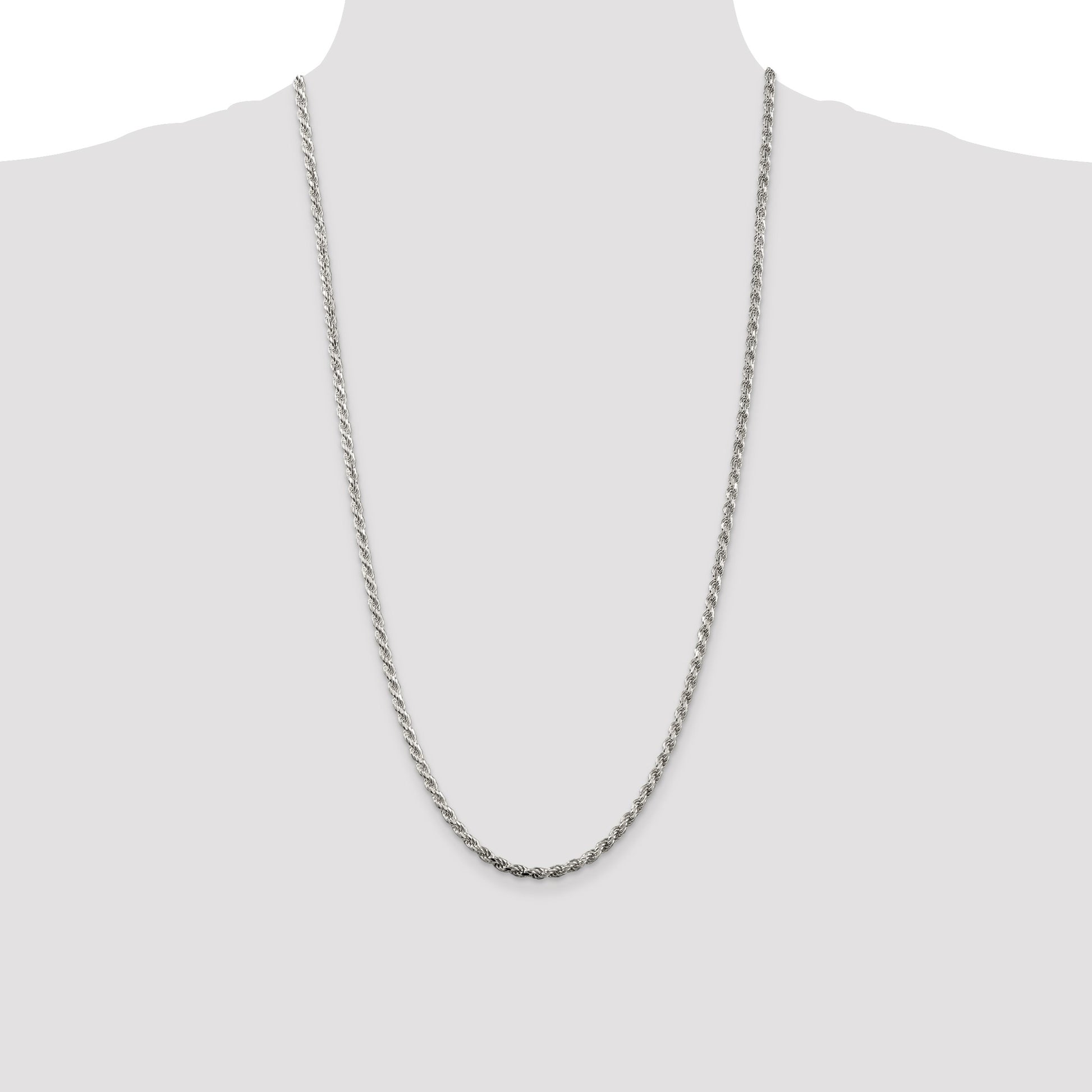 Sterling Silver 3.2mm Diamond-cut Rope Chain