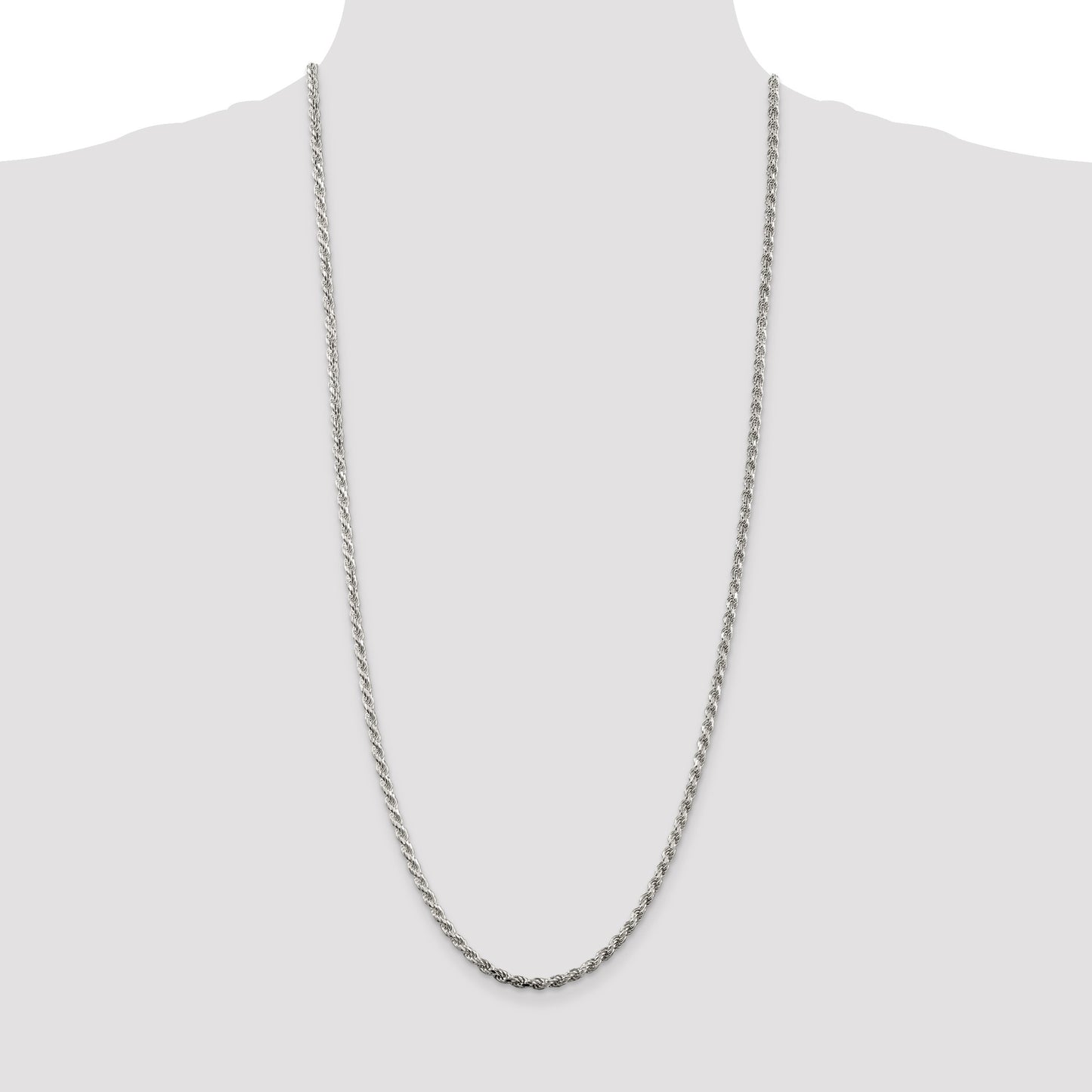 Sterling Silver 3.2mm Diamond-cut Rope Chain