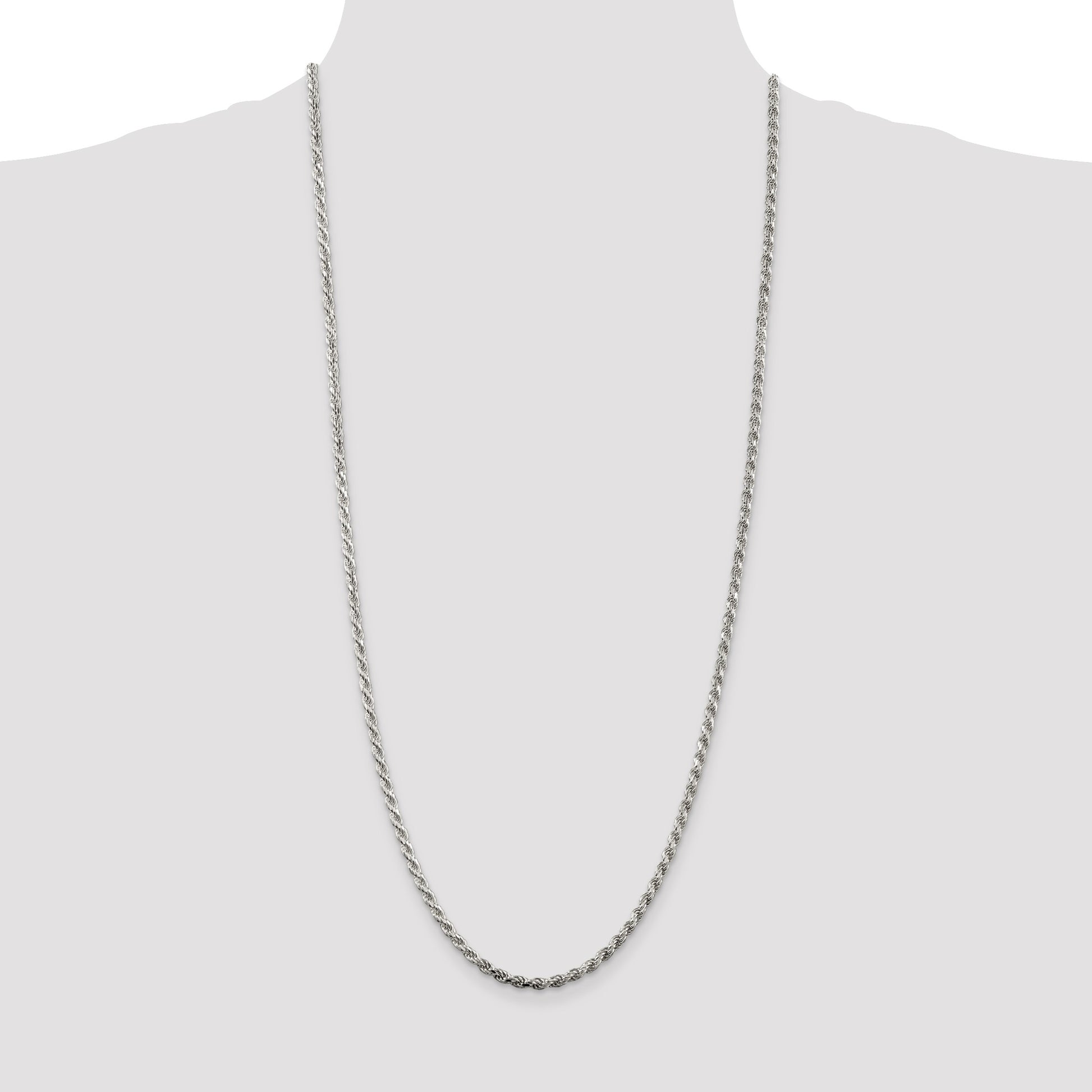 Sterling Silver 3.2mm Diamond-cut Rope Chain