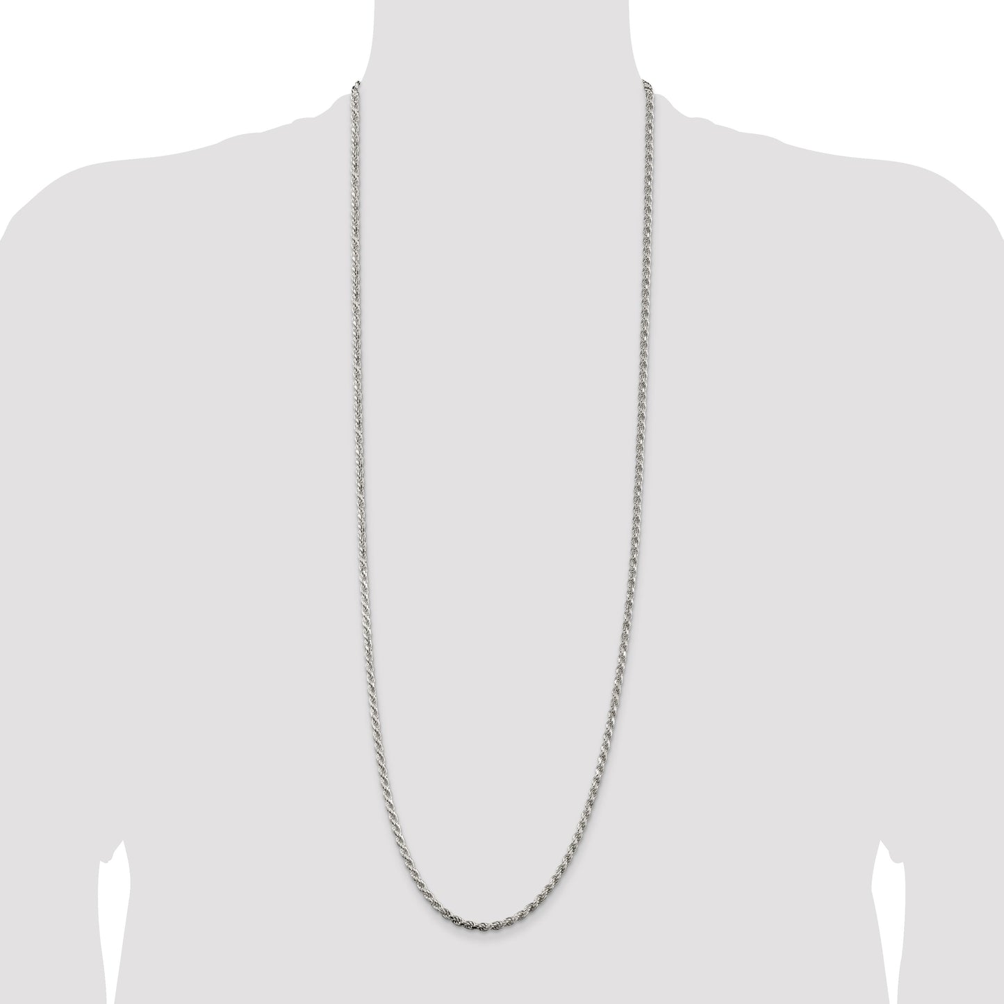 Sterling Silver 3.2mm Diamond-cut Rope Chain