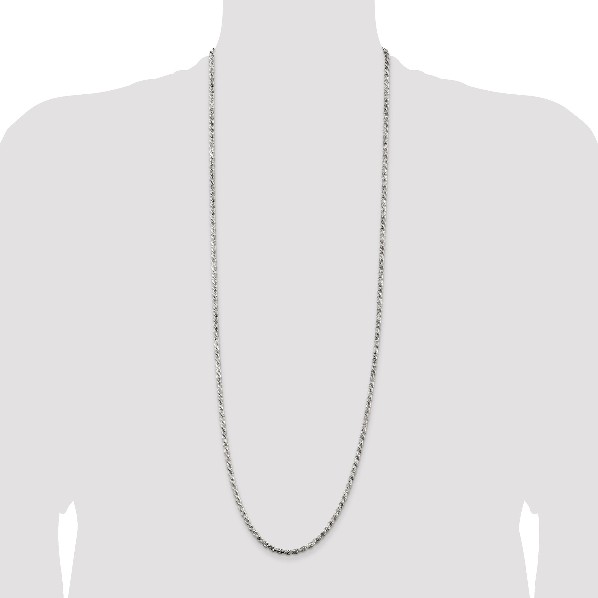 Sterling Silver 3.2mm Diamond-cut Rope Chain
