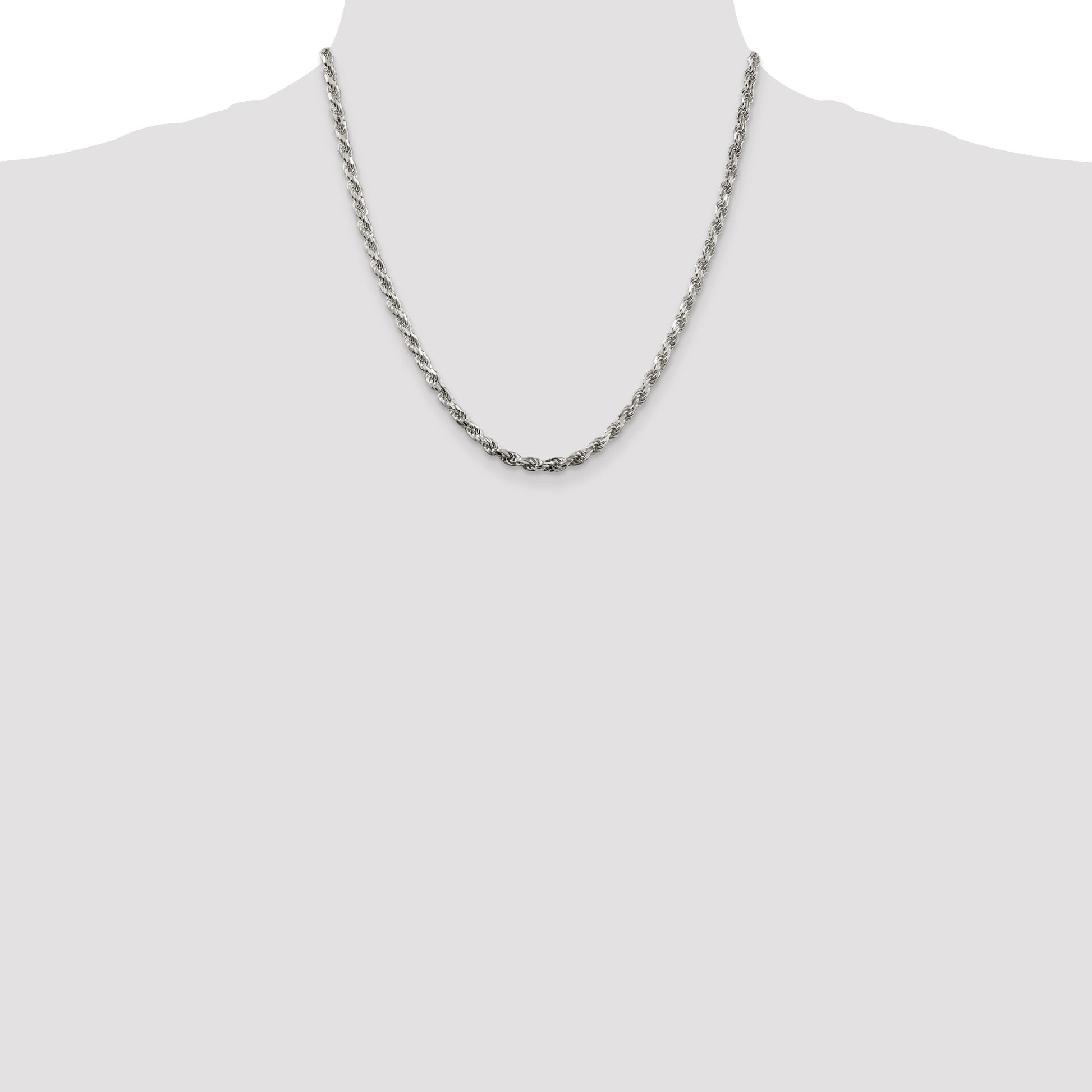 Sterling Silver 3.75mm Diamond-cut Rope Chain