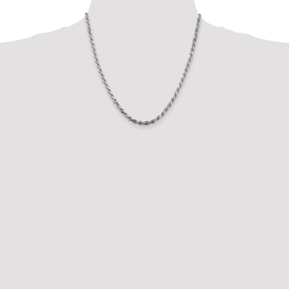 Sterling Silver 3.75mm Diamond-cut Rope Chain