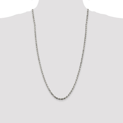 Sterling Silver 3.75mm Diamond-cut Rope Chain