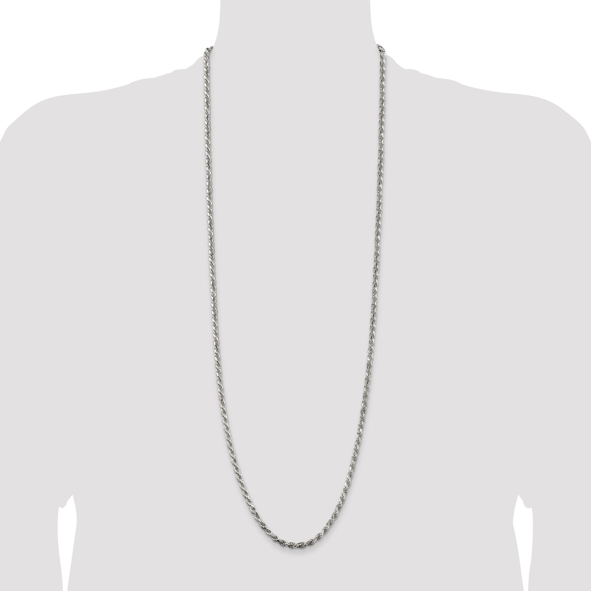 Sterling Silver 3.75mm Diamond-cut Rope Chain