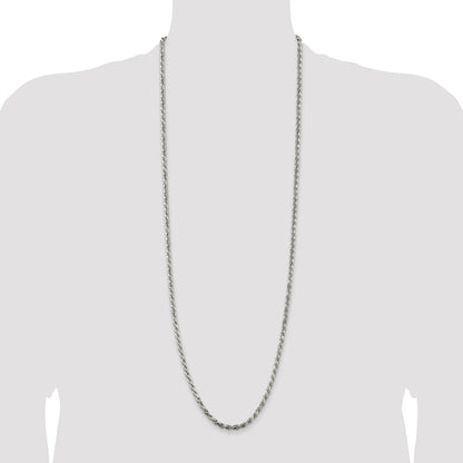 Sterling Silver 3.75mm Diamond-cut Rope Chain