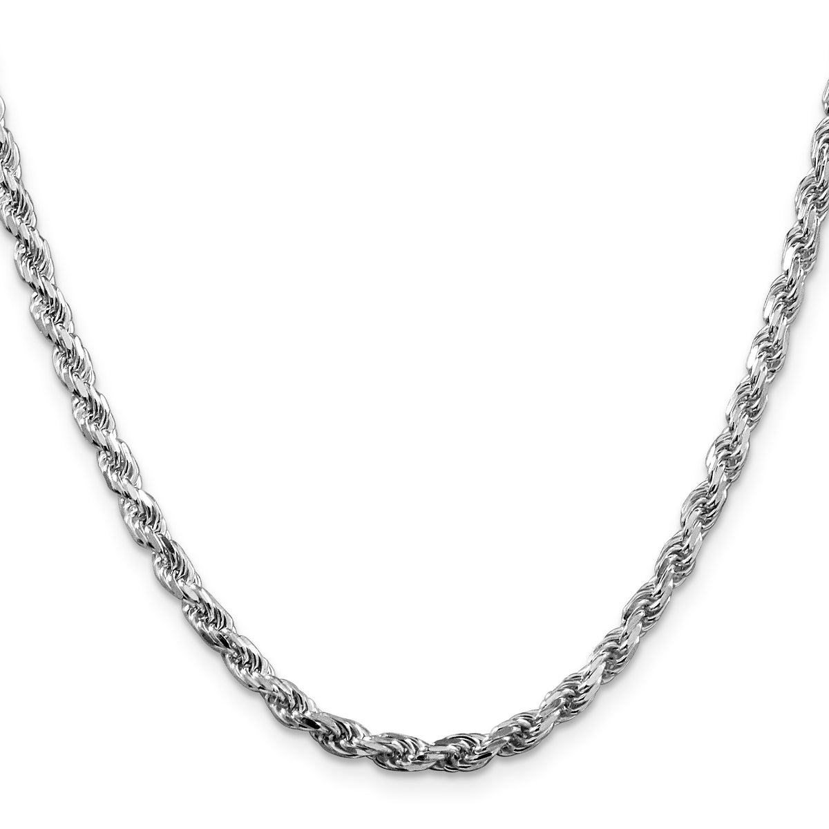 Sterling Silver Rhodium-plated 3.75mm Diamond-cut Rope Chain