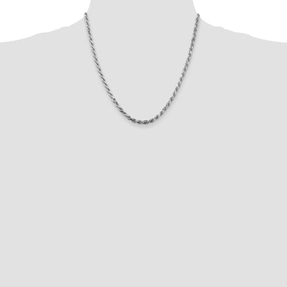 Sterling Silver Rhodium-plated 3.75mm Diamond-cut Rope Chain