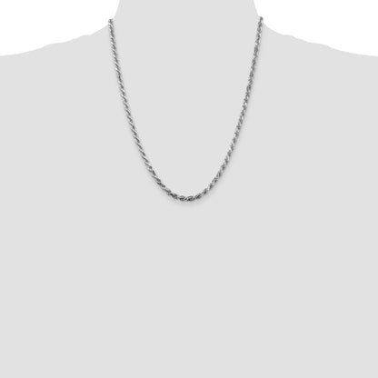 Sterling Silver Rhodium-plated 3.75mm Diamond-cut Rope Chain