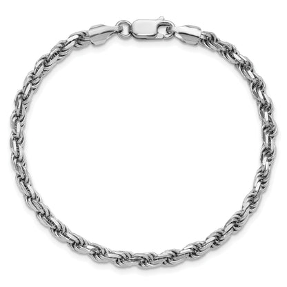 Sterling Silver Rhodium-plated 3.75mm Diamond-cut Rope Chain