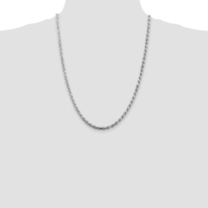 Sterling Silver Rhodium-plated 4.25mm Diamond-cut Rope Chain