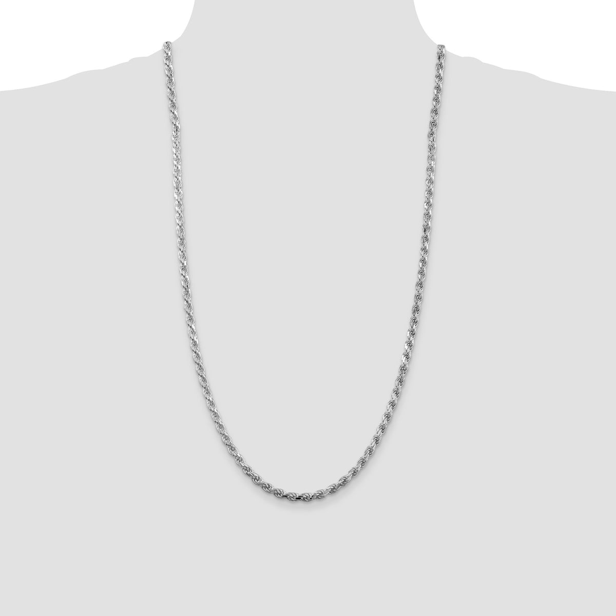 Sterling Silver Rhodium-plated 4.25mm Diamond-cut Rope Chain