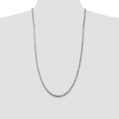 Sterling Silver Rhodium-plated 4.25mm Diamond-cut Rope Chain