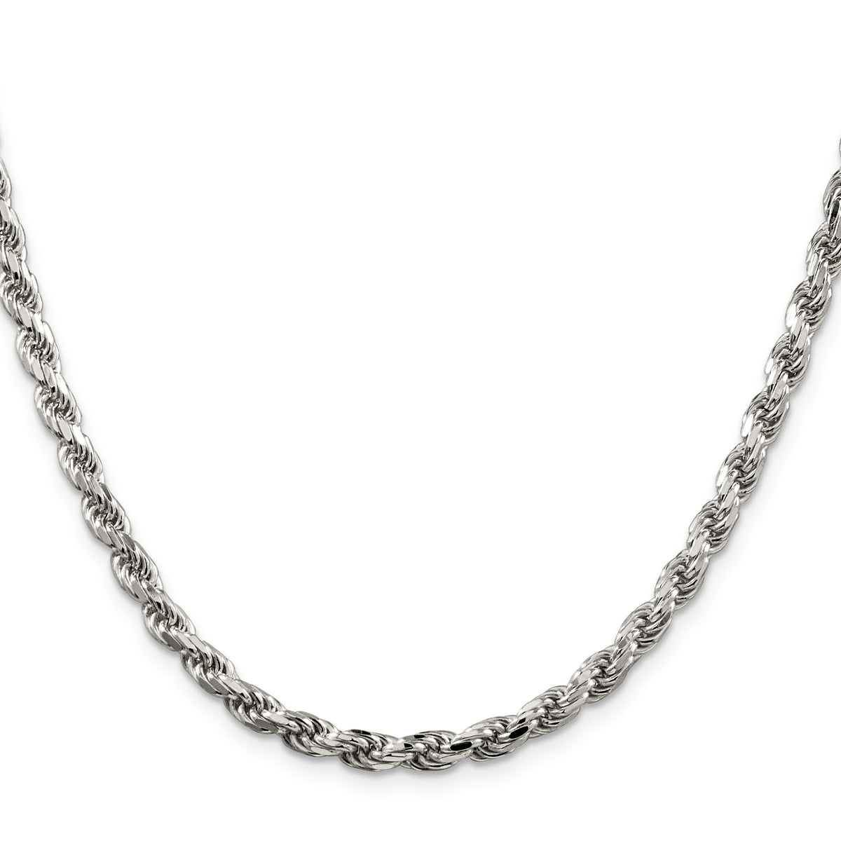 Sterling Silver 4.6mm Diamond-cut Rope Chain