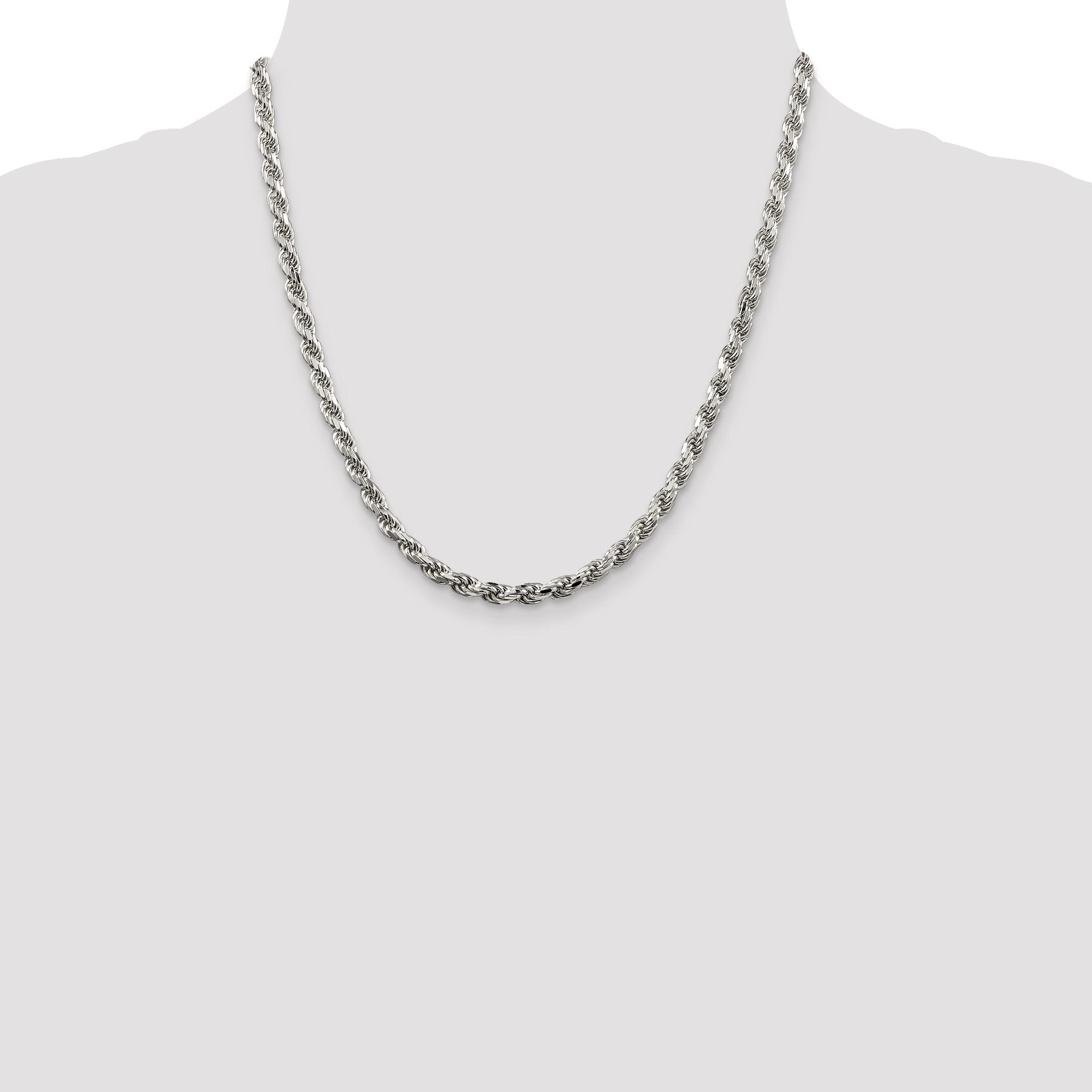 Sterling Silver 4.6mm Diamond-cut Rope Chain
