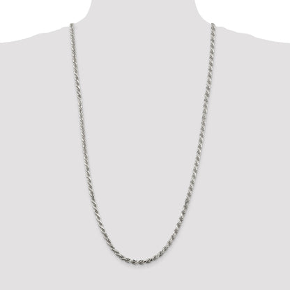 Sterling Silver Rhodium-plated 4.6mm Diamond-cut Rope Chain