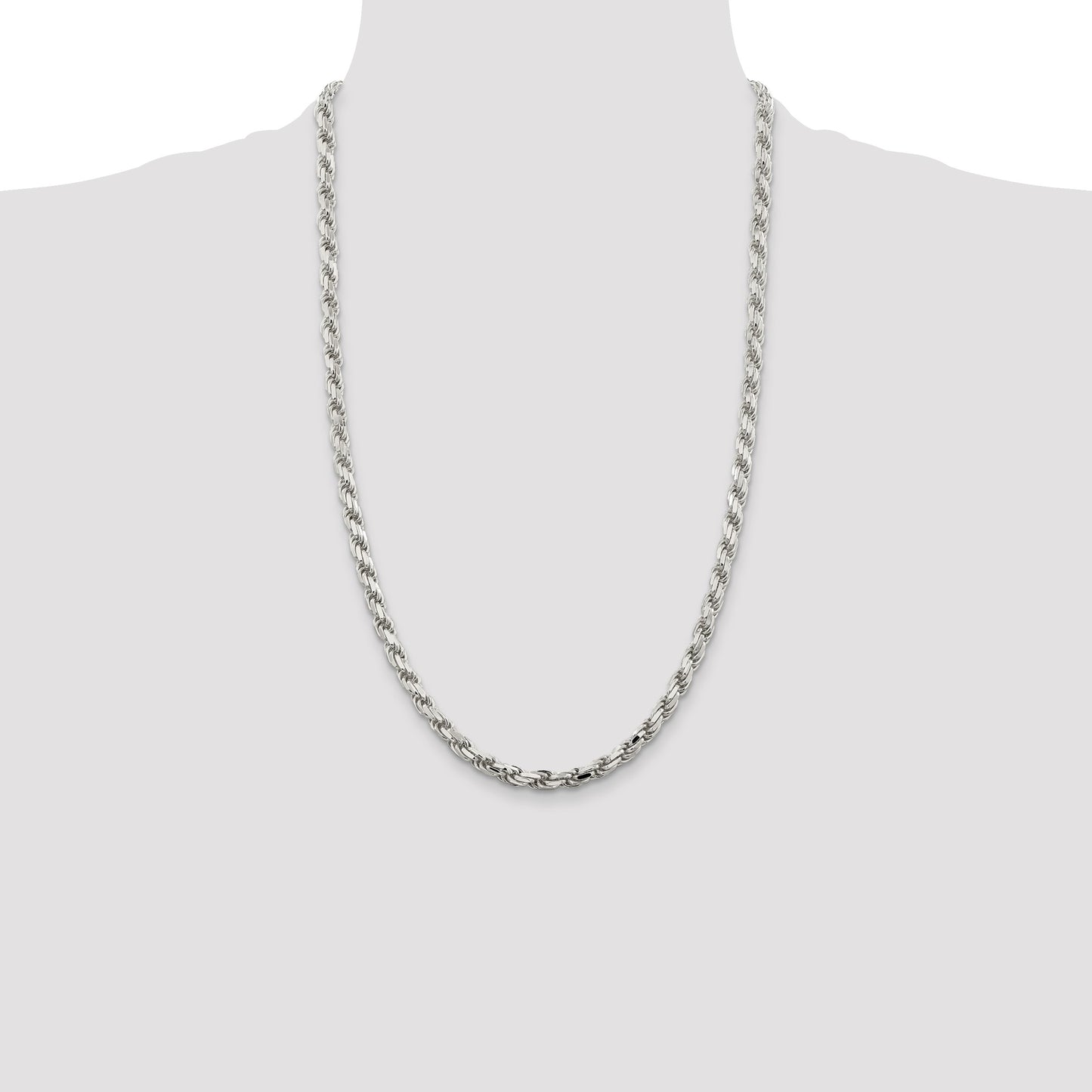 Sterling Silver 5.75mm Diamond-cut Rope Chain