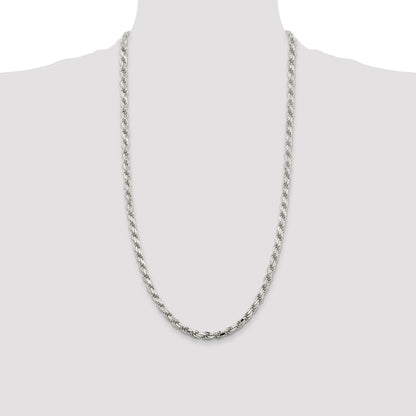 Sterling Silver 5.75mm Diamond-cut Rope Chain