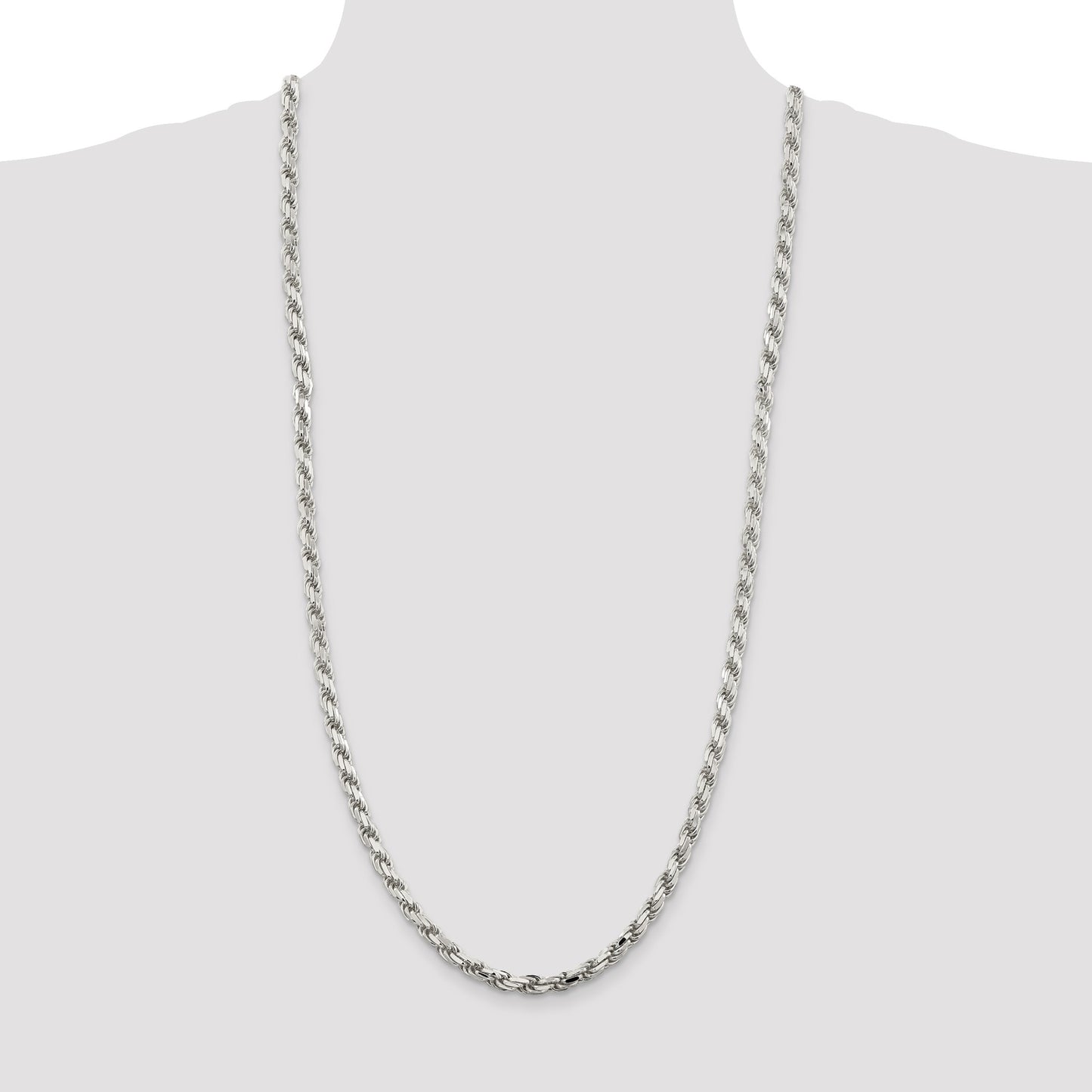 Sterling Silver 5.75mm Diamond-cut Rope Chain