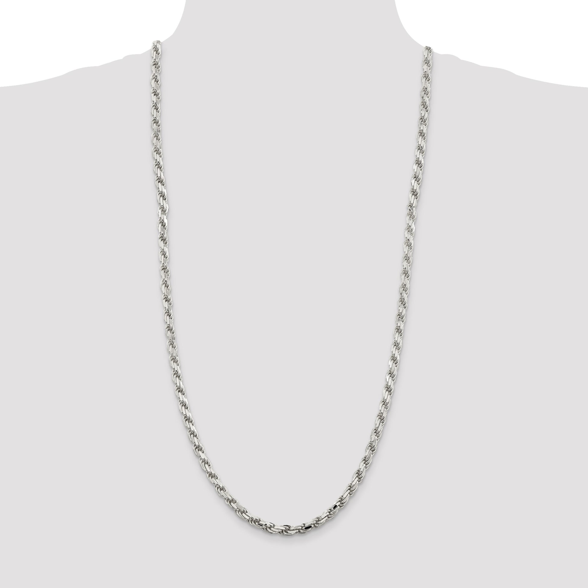 Sterling Silver 5.75mm Diamond-cut Rope Chain