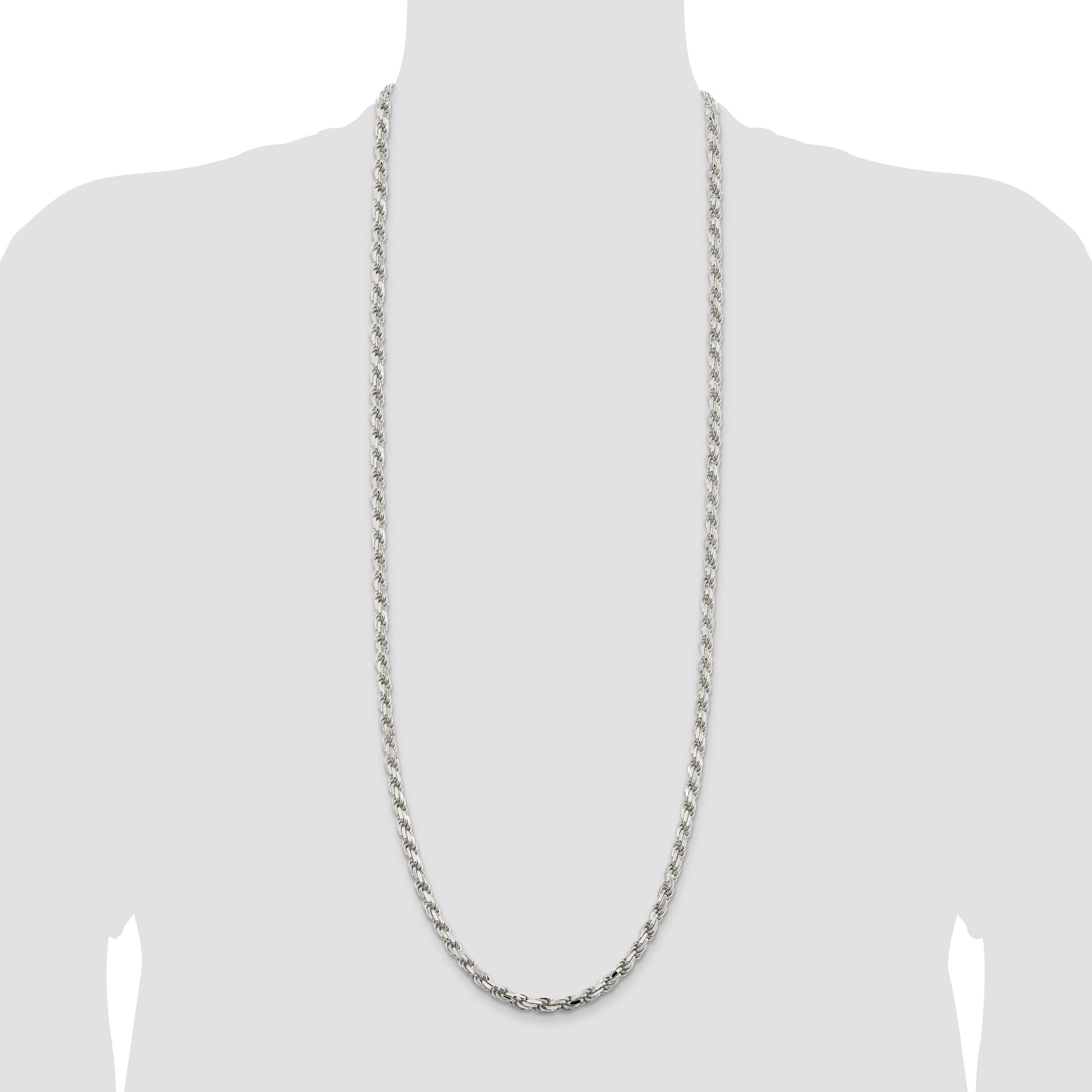 Sterling Silver 5.75mm Diamond-cut Rope Chain