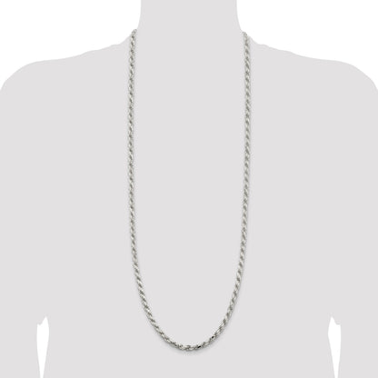 Sterling Silver 5.75mm Diamond-cut Rope Chain