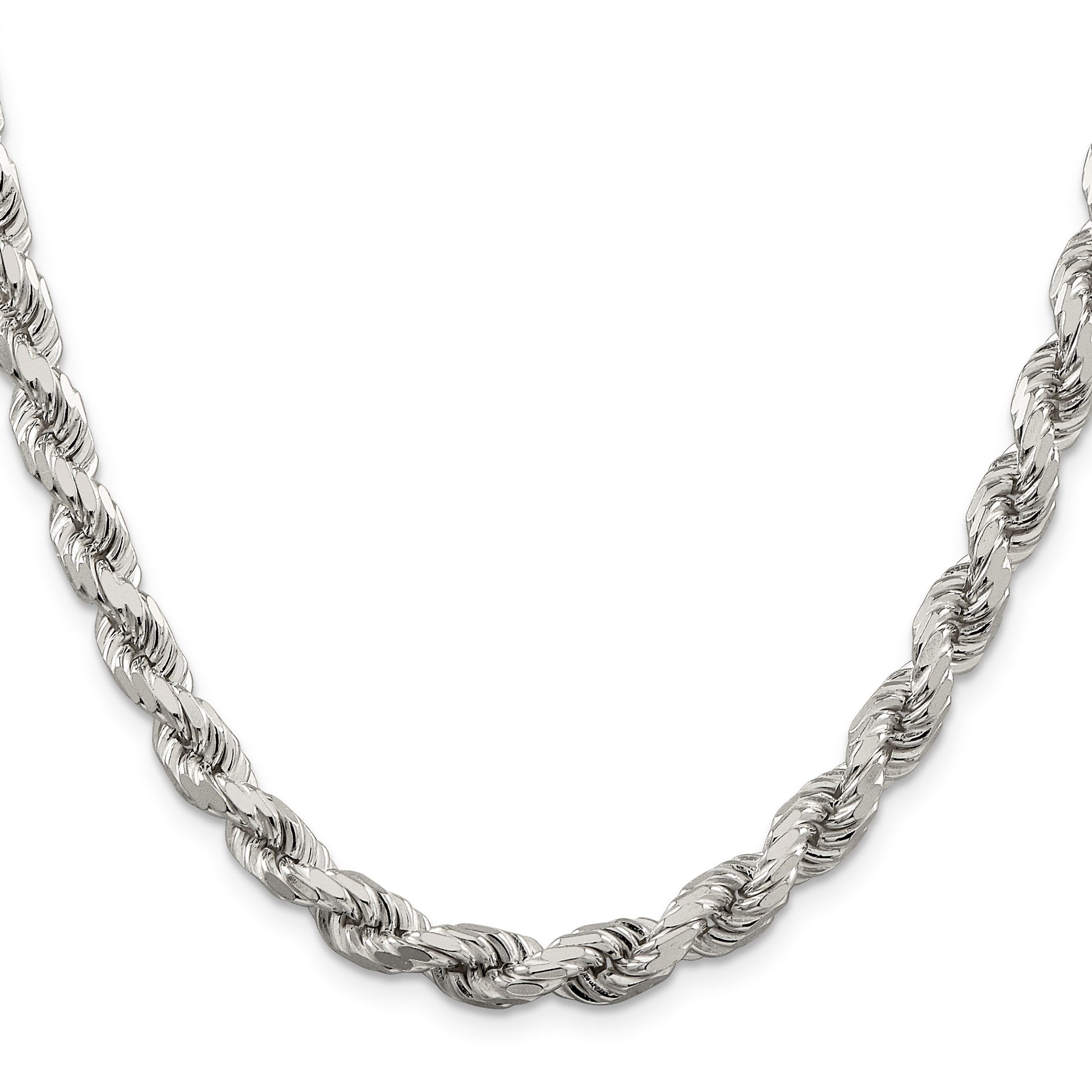 Sterling Silver 6.5mm Diamond-cut Rope Chain