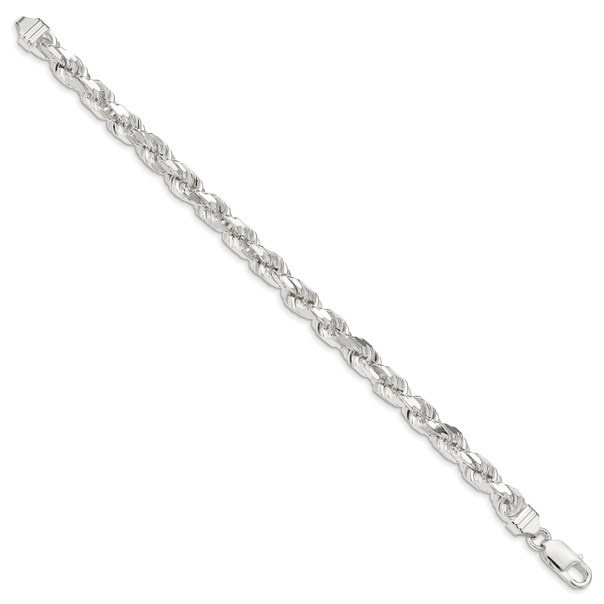 Sterling Silver 6.5mm Diamond-cut Rope Chain
