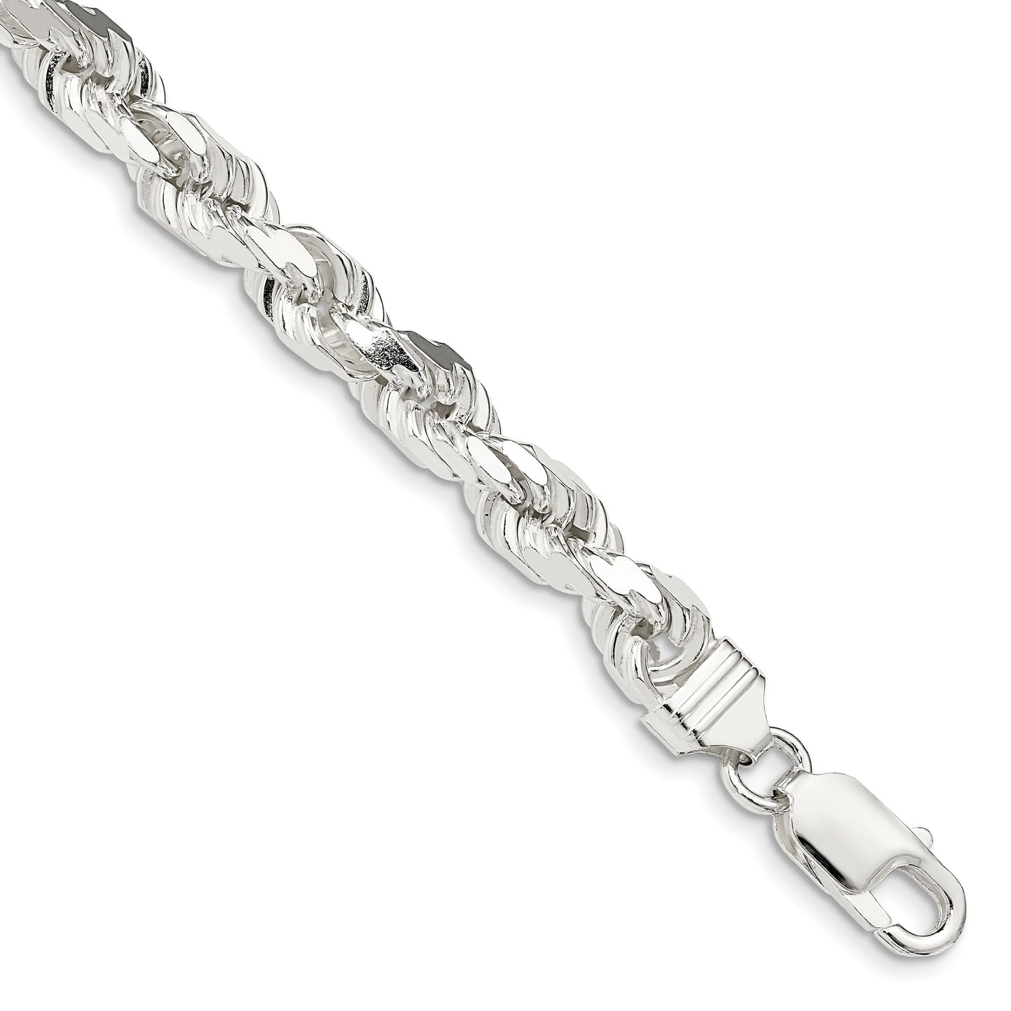 Sterling Silver 6.5mm Diamond-cut Rope Chain
