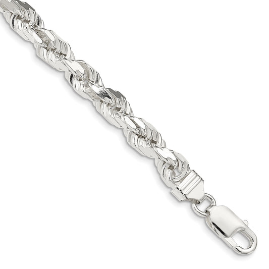 Sterling Silver 6.5mm Diamond-cut Rope Chain