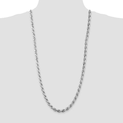 Sterling Silver Rhodium-plated 6.5mm Diamond-cut Rope Chain