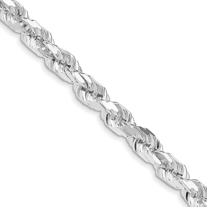 Sterling Silver Rhodium-plated 6.5mm Diamond-cut Rope Chain