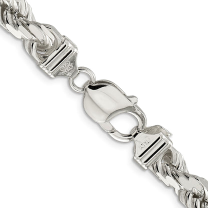 Sterling Silver 7.8mm Diamond-cut Rope Chain