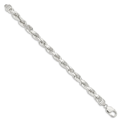 Sterling Silver 7.8mm Diamond-cut Rope Chain