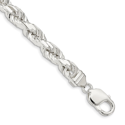 Sterling Silver 7.8mm Diamond-cut Rope Chain